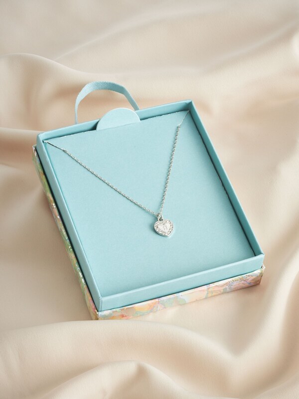 Seraphine Silver Tone Heart Initial Necklace