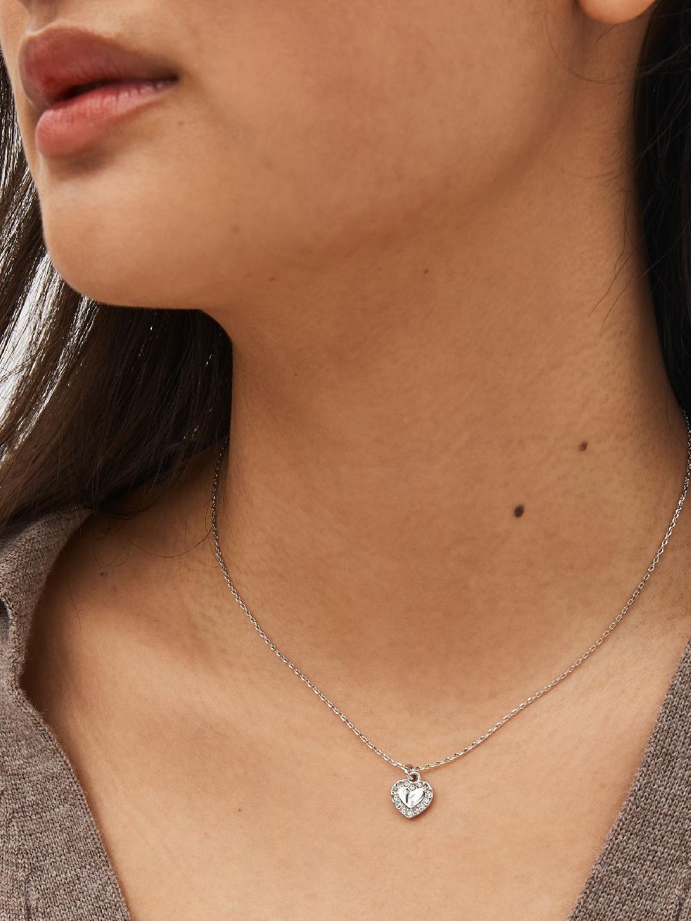 seraphine Silver Tone Heart Initial Necklace