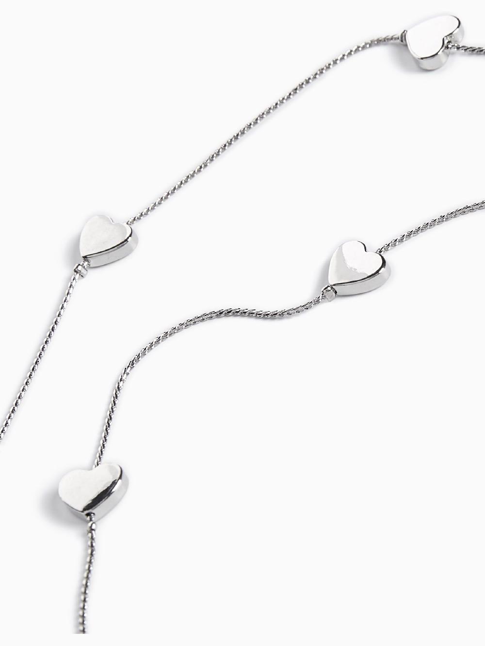 seraphine Silver Tone Heart Long Rope Necklace
