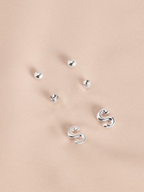 Seraphine Silver Tone Initial Stud Pack Earrings