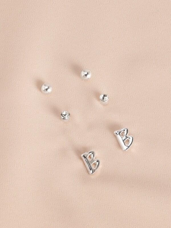 Seraphine Silver Tone Initial Stud Pack Earrings