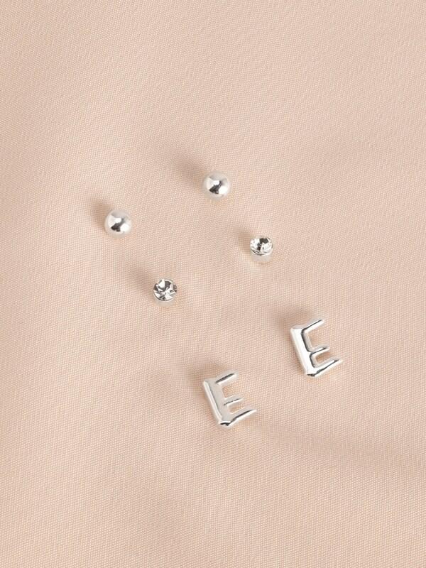 Seraphine Silver Tone Initial Stud Pack Earrings