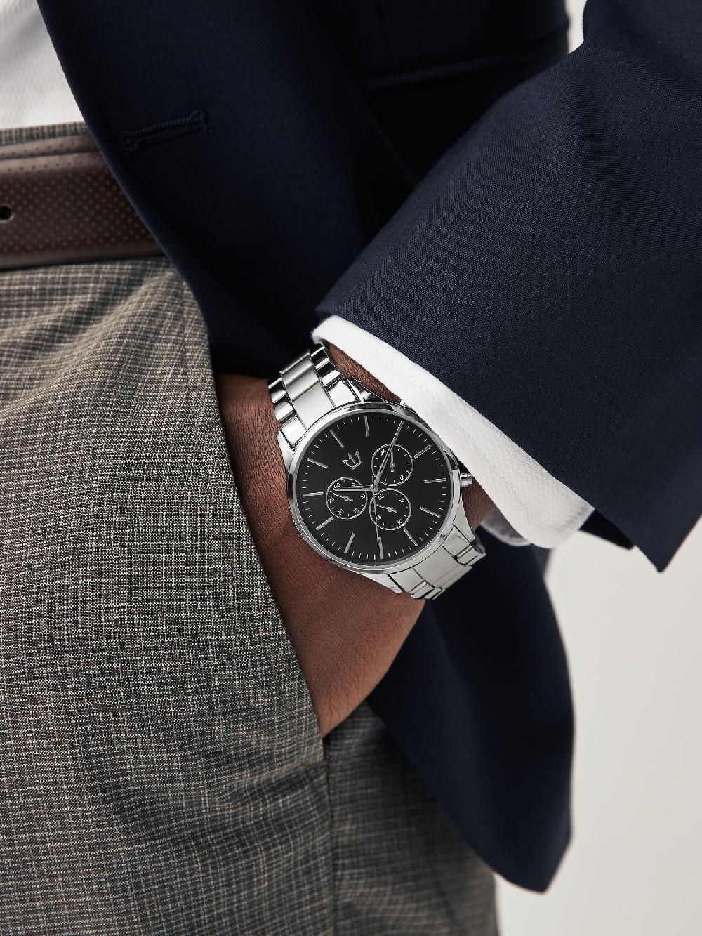 seraphine Silver Tone Pattern Bracelet Watch