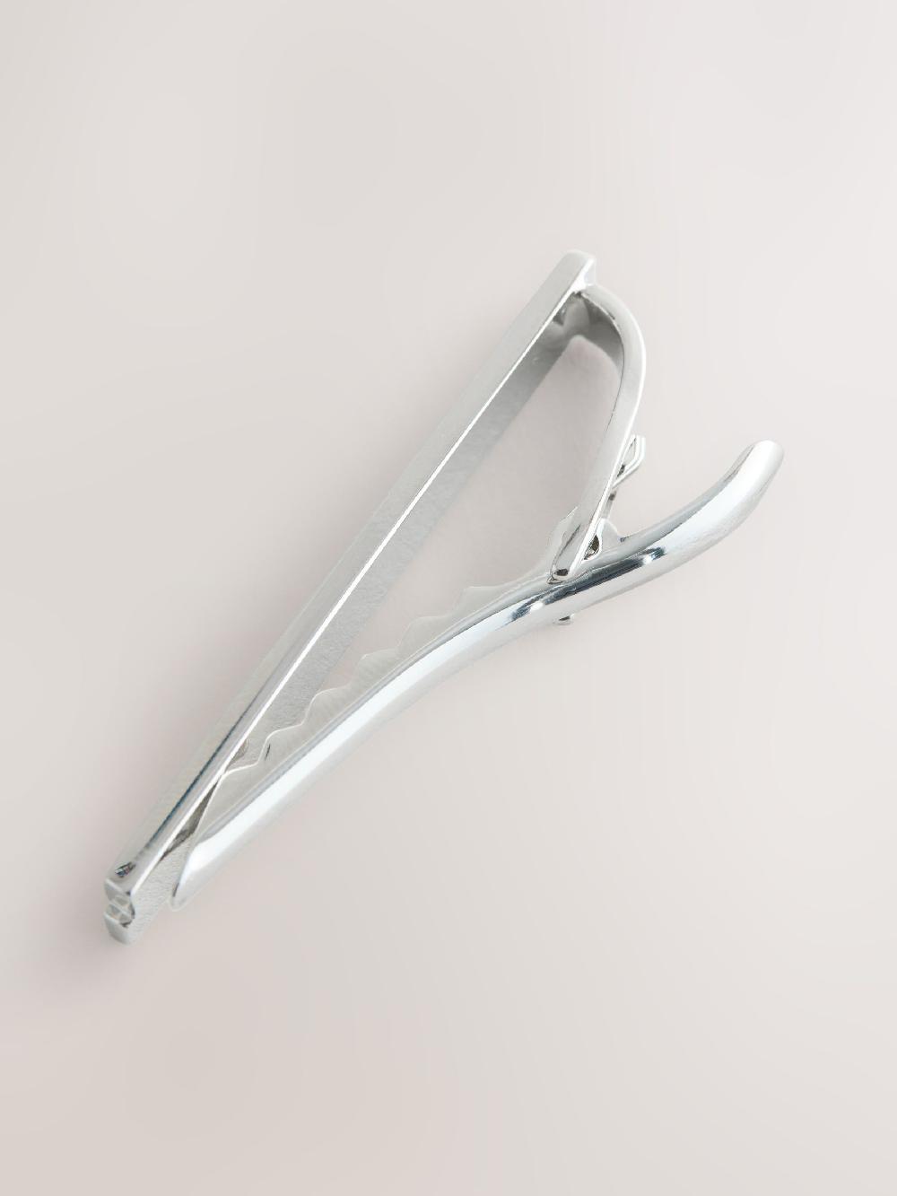 seraphine Silver Tone Stepped Tie Clip