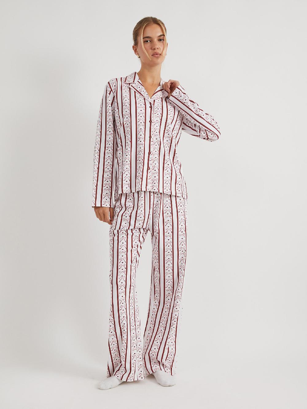 seraphine Skinnydip White Stripe Bow Pyjamas Set