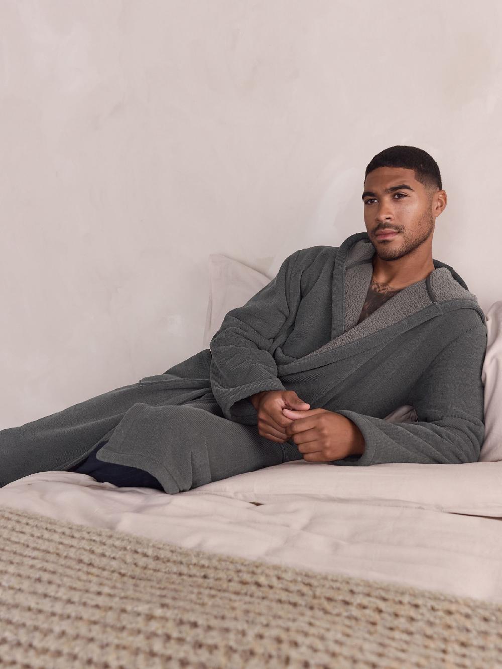 seraphine Slate Grey Corded Textured Dressing Gown