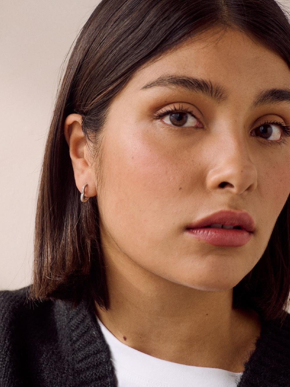 seraphine Sterling Silver Pave Heart Hoop Earrings