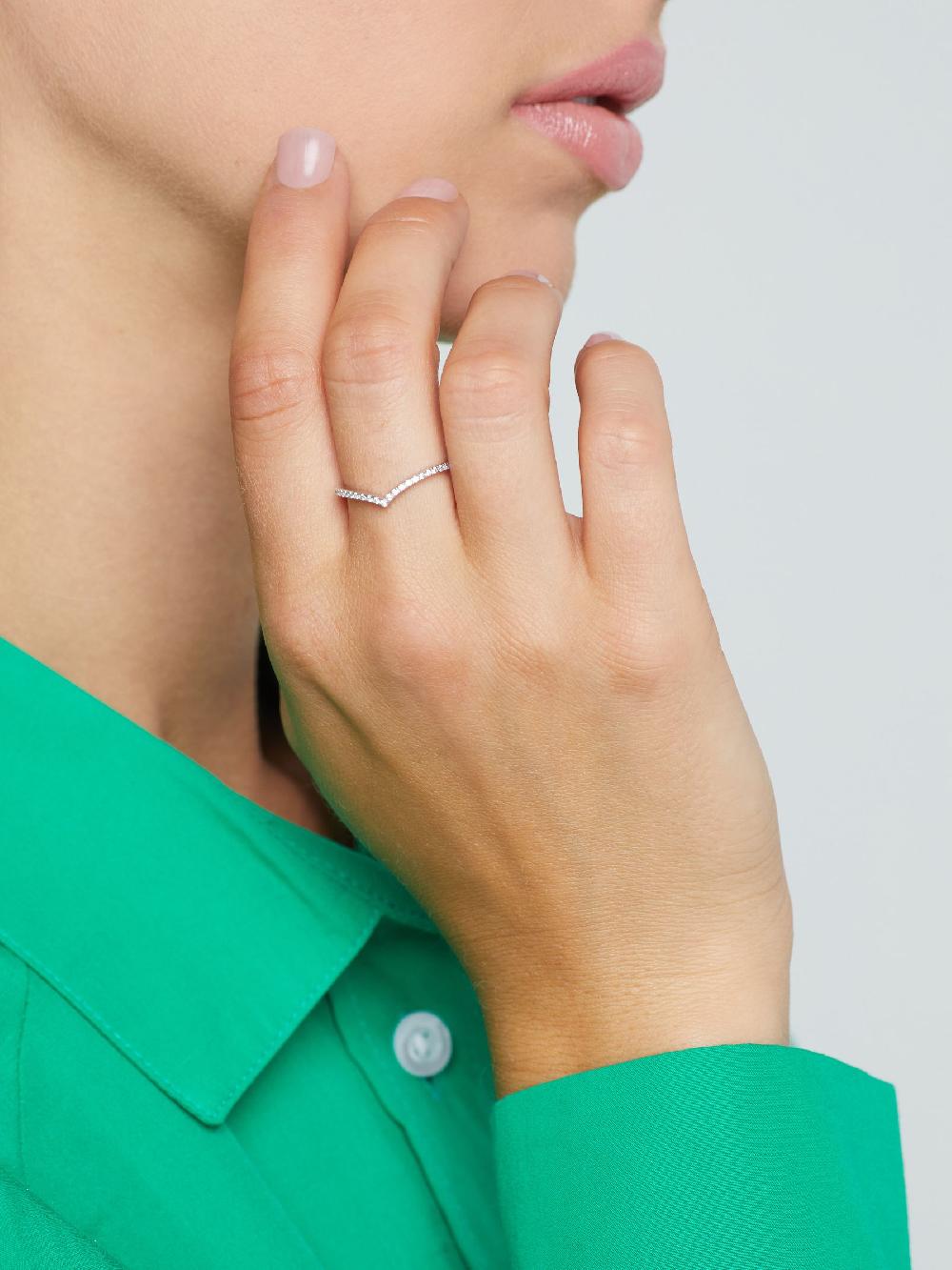 seraphine Sterling Silver Sparkle Wishbone Ring