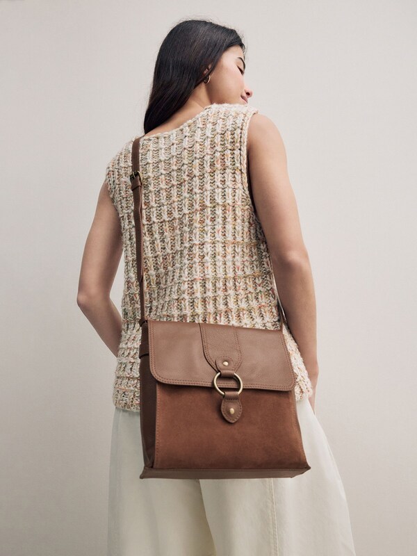 Seraphine Tan Brown Leather Pocket Messenger Bag