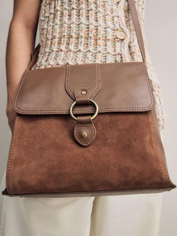 Seraphine Tan Brown Leather Pocket Messenger Bag