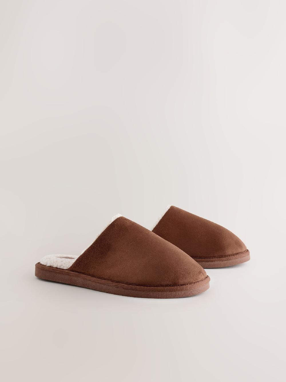 seraphine Tan Brown Microsuede Mule Slippers