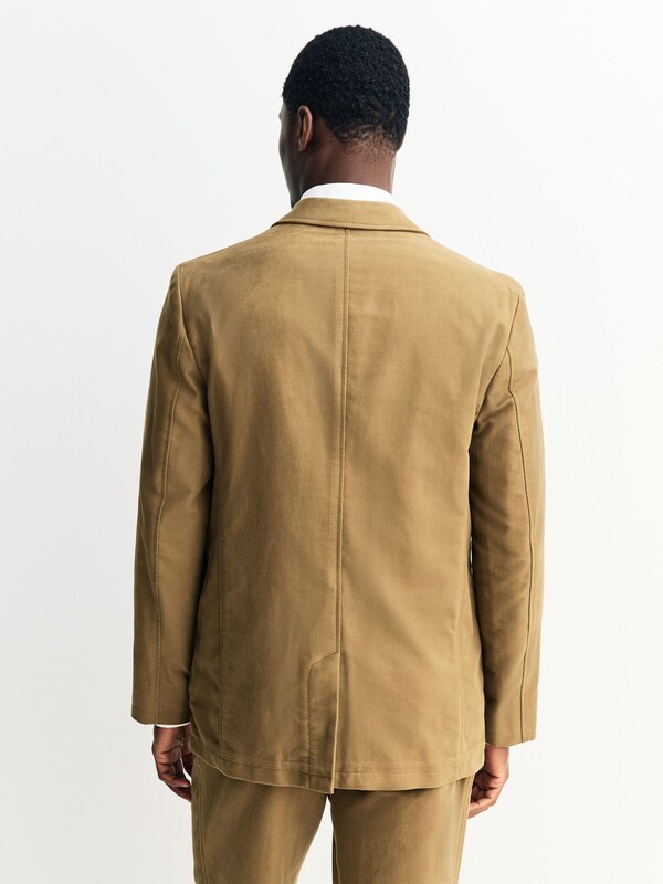 Seraphine Tan Brown Relaxed Fit Cotton Suit Jacket