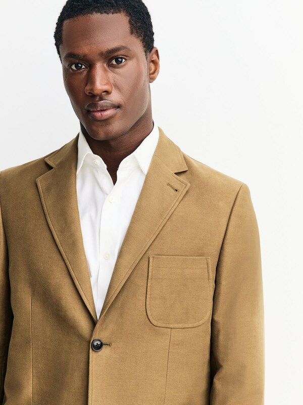 Seraphine Tan Brown Relaxed Fit Cotton Suit Jacket