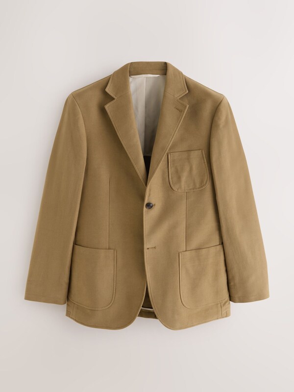 Seraphine Tan Brown Relaxed Fit Cotton Suit Jacket