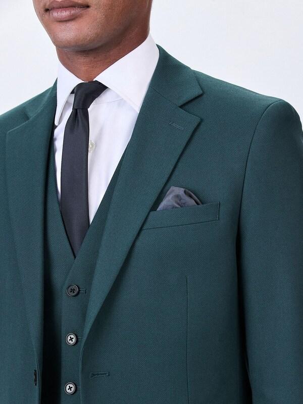 Seraphine Teal Blue Slim Fit Textured Suit Jacket