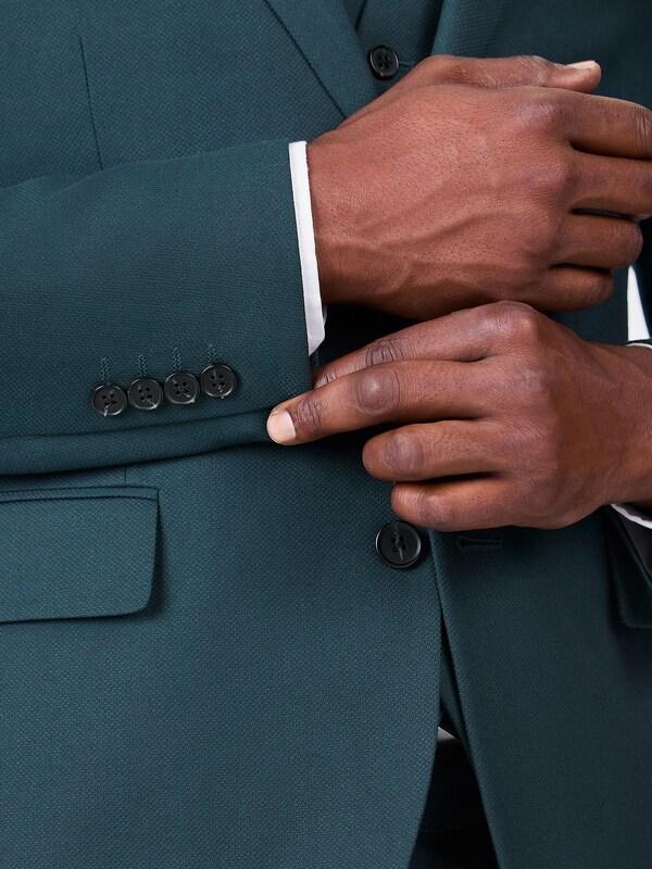 Seraphine Teal Blue Slim Fit Textured Suit Jacket