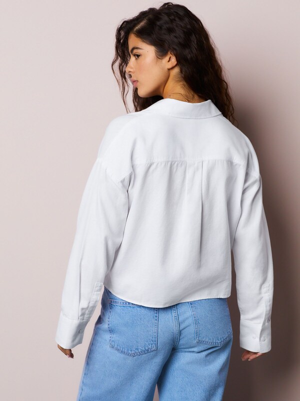 Seraphine White Casual Long Sleeve Cropped Shirt