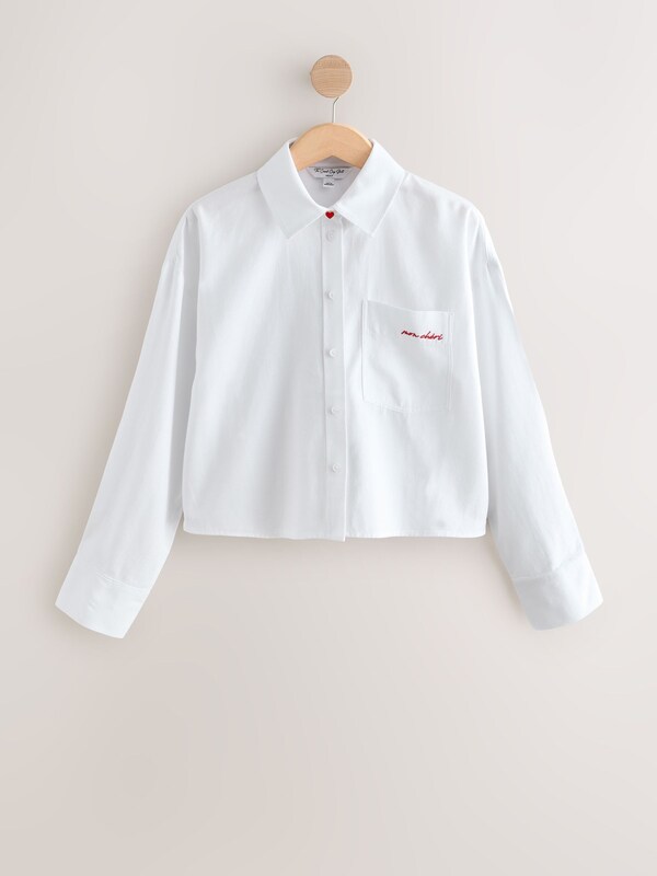 Seraphine White Casual Long Sleeve Cropped Shirt