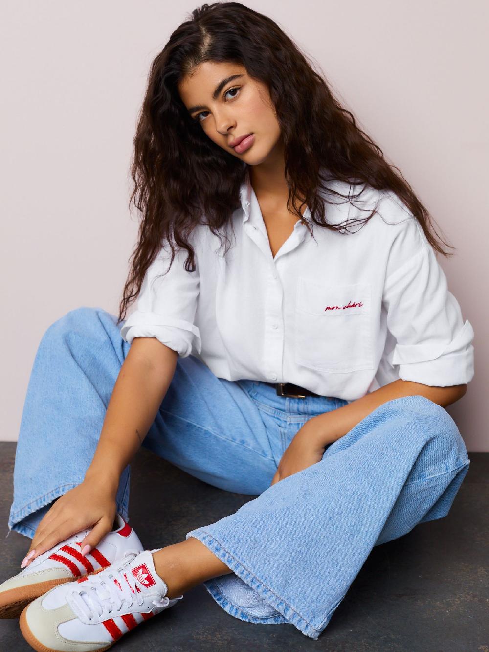 seraphine White Casual Long Sleeve Cropped Shirt