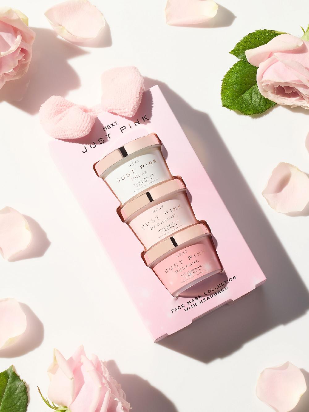 seraphine Set of 3 Just Pink Face Masks and Bow Headband Gift Set