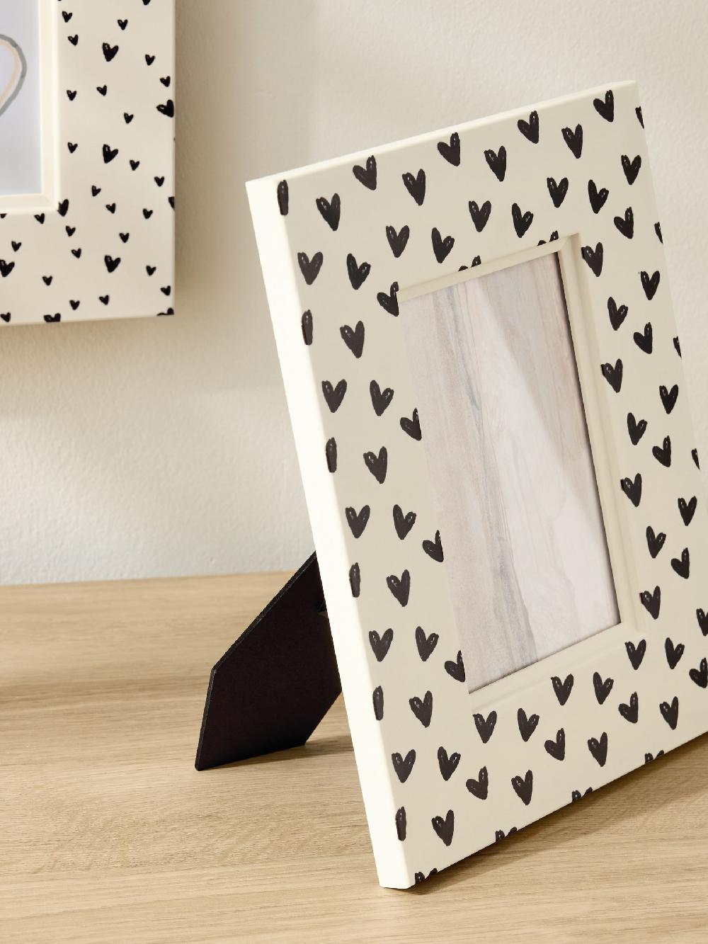 seraphine Set of 3 Monochrome Ditsy Heart Pattern Photo Frames