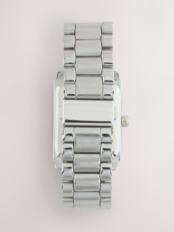 Seraphine Silver/Mushroom Brown Tone Slim Rectangular Face Bracelet Watch