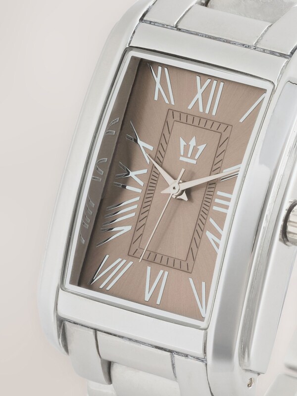 Seraphine Silver/Mushroom Brown Tone Slim Rectangular Face Bracelet Watch