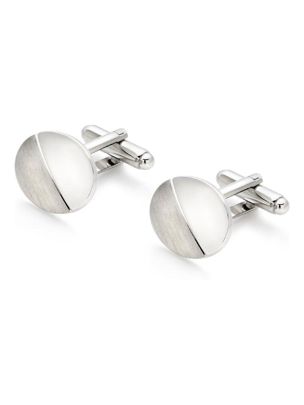 seraphine Silver Oval Brushed and Polished Cufflinks