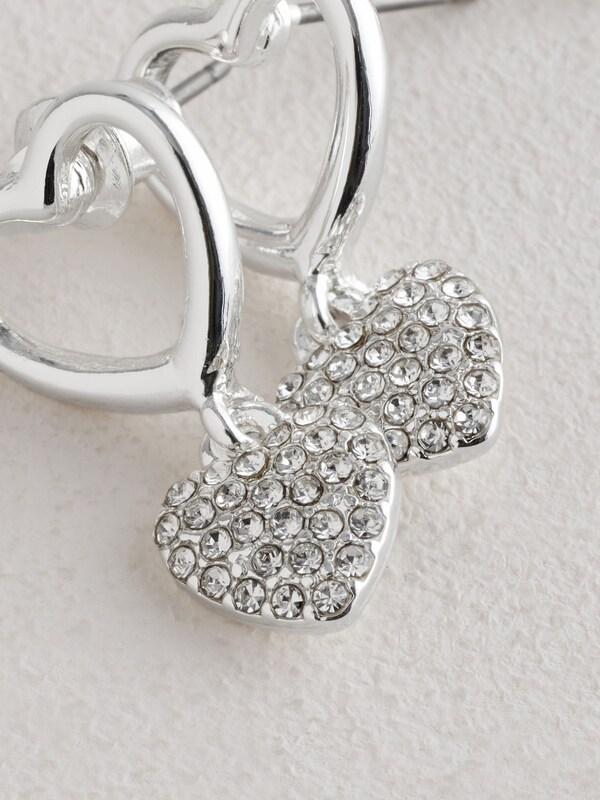 Seraphine Silver Tone Heart Drop Sparkle Stud Earrings