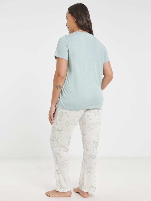 Seraphine Simply Be Green Breakfast Print 2 Pack Short Sleeve Pyjama Set