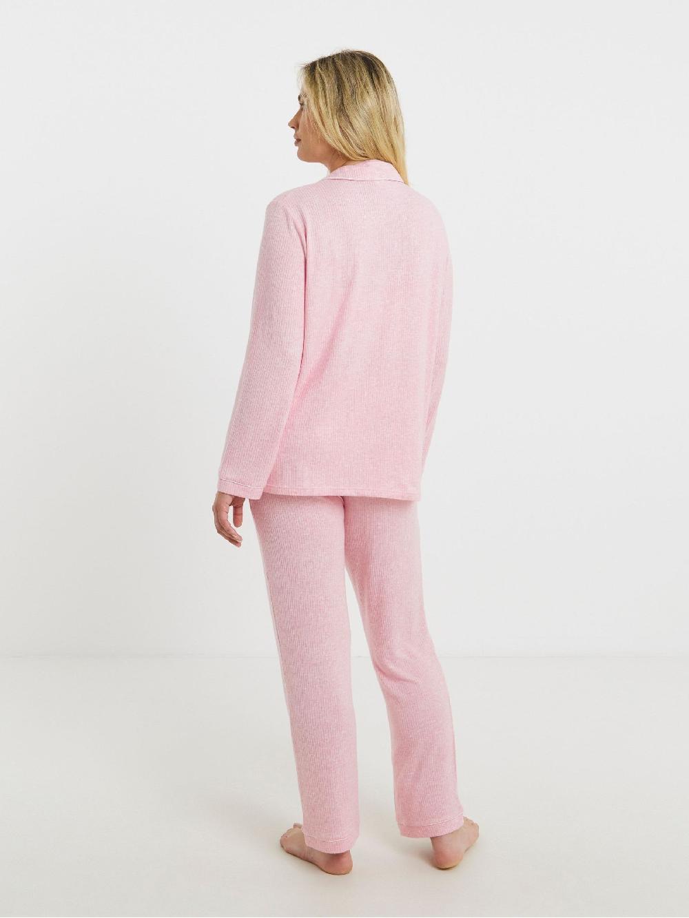 seraphine Simply Be Pink Pretty Secrets Brushed Ribbed Button Through Pyjama Set