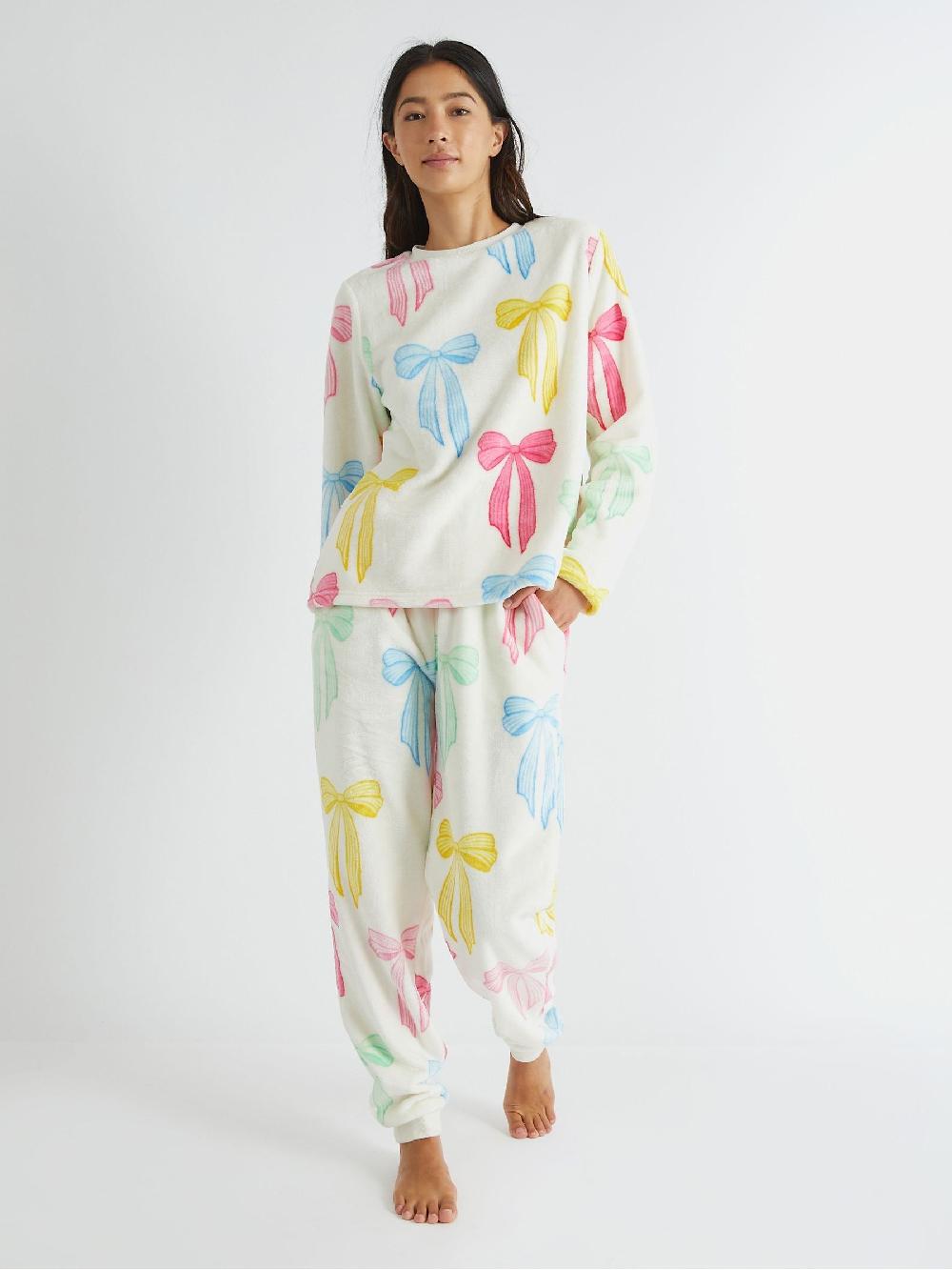 seraphine Skinnydip Pink Multicolour Bow Twosie Fleece Pyjamas Set