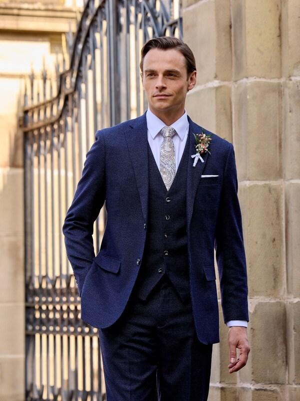 seraphine Skopes Blue Boyd Puppytooth Tailored Fit Suit Jacket