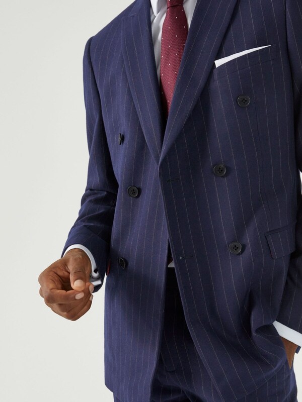 Seraphine Skopes Blue Declan Suit Slim Fit Pinstripe Double Breasted Jacket
