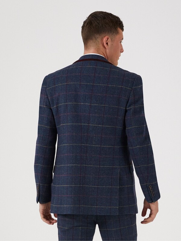 Seraphine Skopes Blue Doyle Tweed Tailored Wool Blend Suit: Jacket