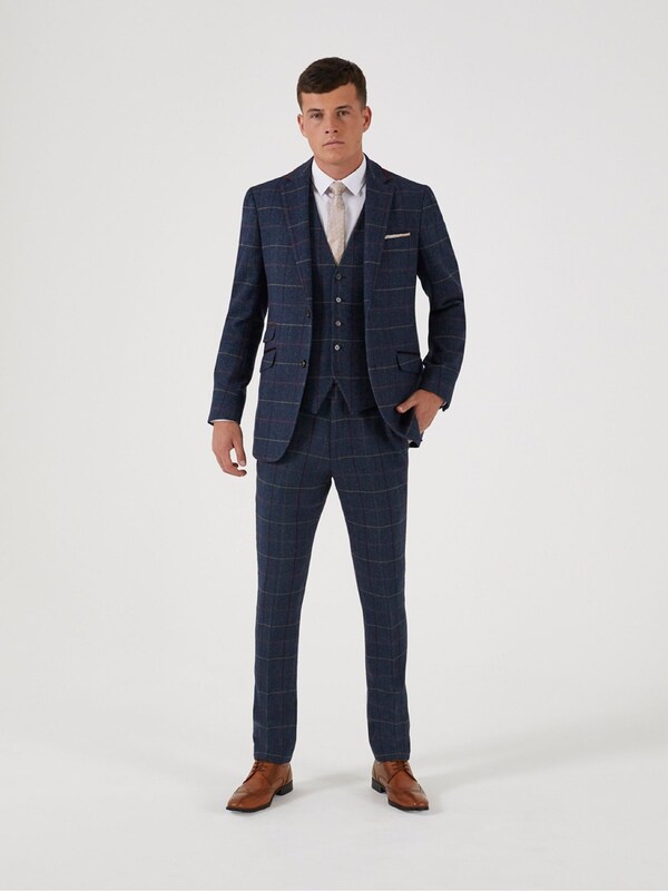 Seraphine Skopes Blue Doyle Tweed Tailored Wool Blend Suit: Jacket