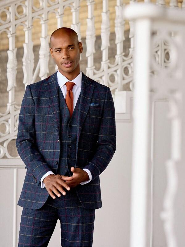 seraphine Skopes Blue Doyle Tweed Tailored Wool Blend Suit: Jacket seraphine Skopes Blue Doyle Tweed Tailored Wool Blend Suit: Jacket