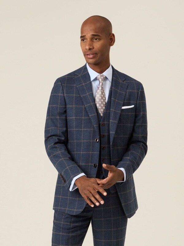 seraphine Skopes Blue Meredith Tailored Fit Suit Jacket Windowpane Check