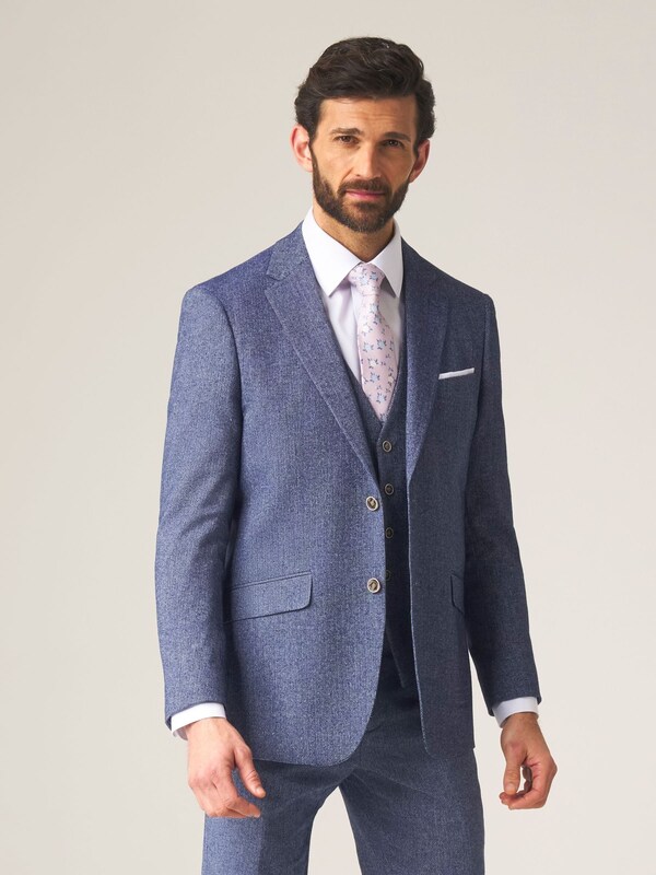 seraphine Skopes Blue Single Breasted Jude Tweed Tailored Fit Suit Jacket