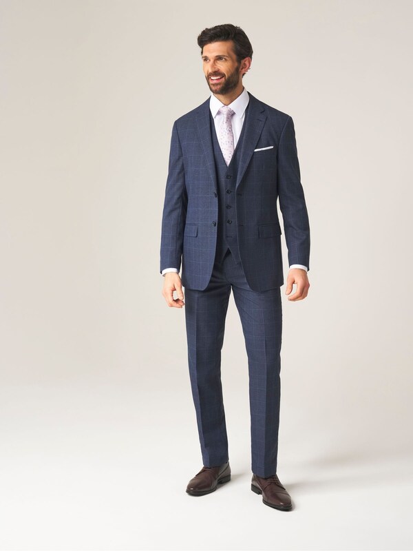 Seraphine Skopes Blue Tailored Fit Fit Anello Check Suit Jacket
