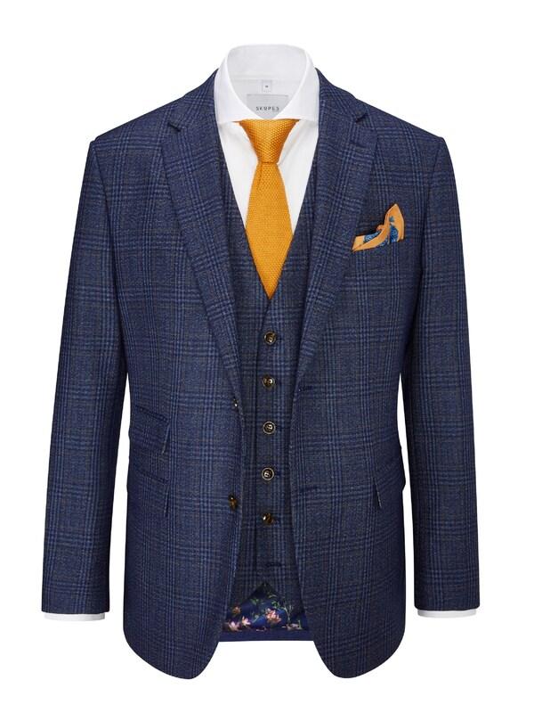 Seraphine Skopes Blue Tailored Fit Woolf Check Suit: Jacket