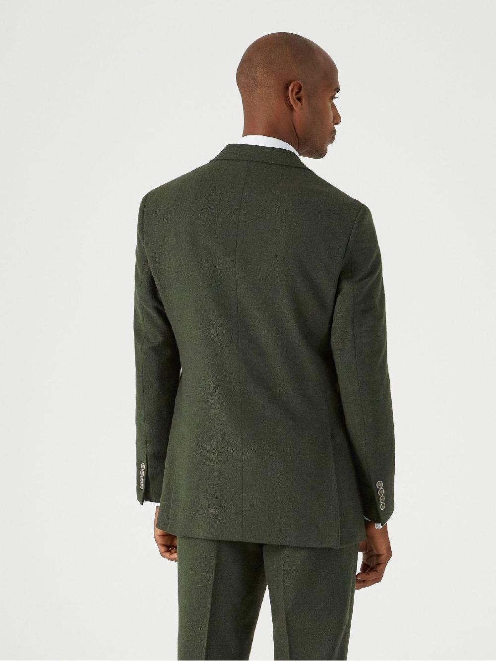 seraphine Skopes Dark Green Tailored Fit Jude Tweed Tailored Fit Suit Jacket