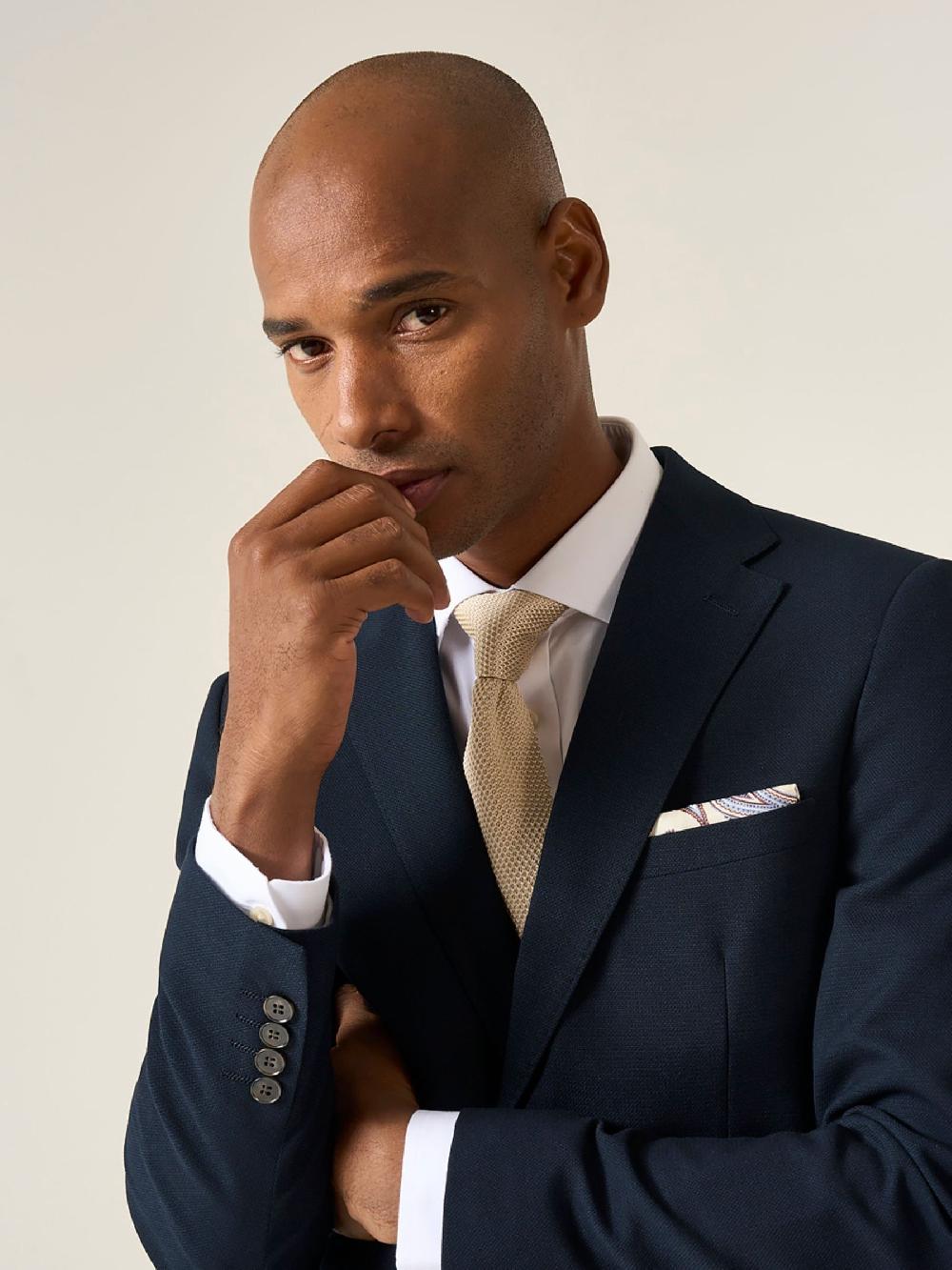 seraphine Skopes Dark Navy Blue Slim Fit Harcourt Suit Jacket