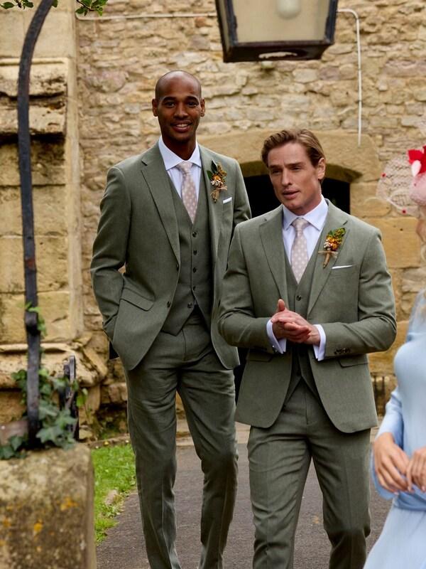 Seraphine Skopes Green Tailored Fit Calvados Linen Blend Suit Jacket