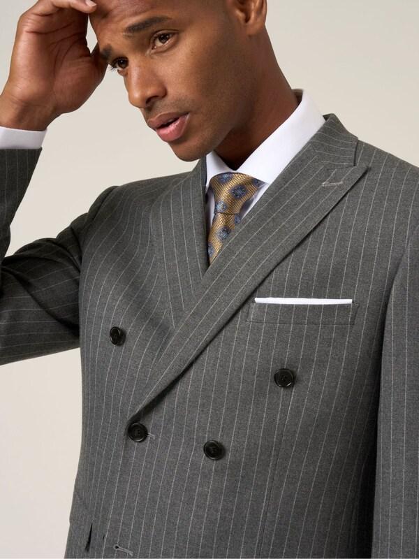 Seraphine Skopes Grey Double Breasted Cassius Tailored Fit Stripe Suit Jacket