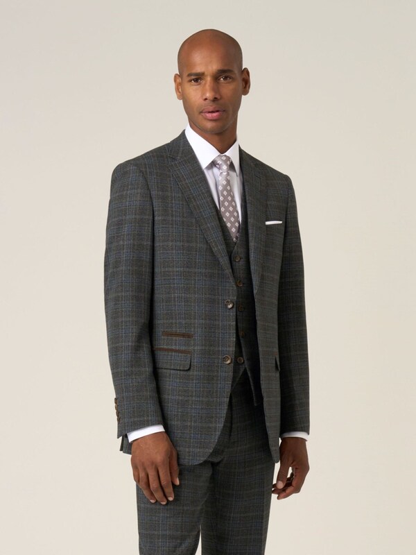 seraphine Skopes Grey Margrave Tailored Fit Check Suit Jacket