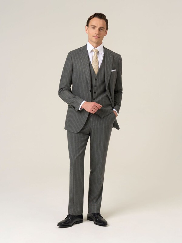 Seraphine Skopes Grey Single Breasted Cassius Tailored Fit Stripe Suit Jacket