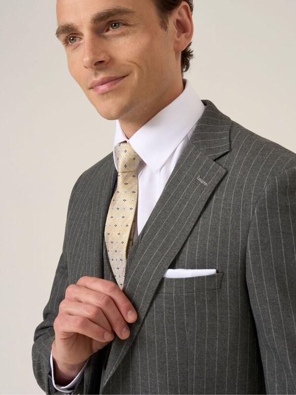 Seraphine Skopes Grey Single Breasted Cassius Tailored Fit Stripe Suit Jacket