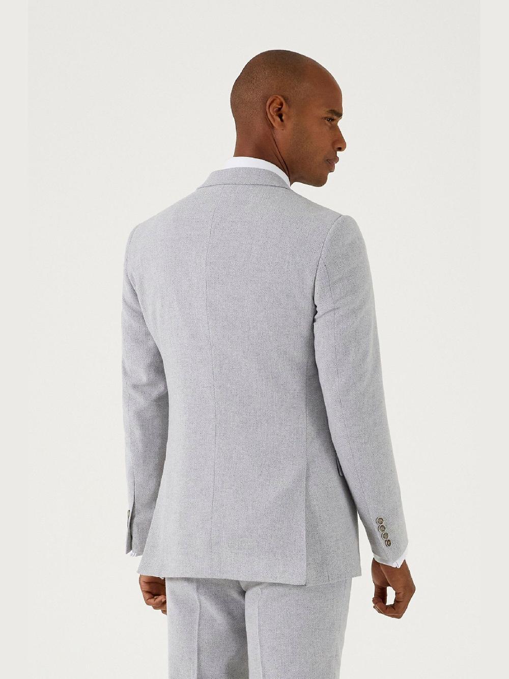 seraphine Skopes Light Grey Single Breasted Jude Tweed Tailored Fit Suit Jacket
