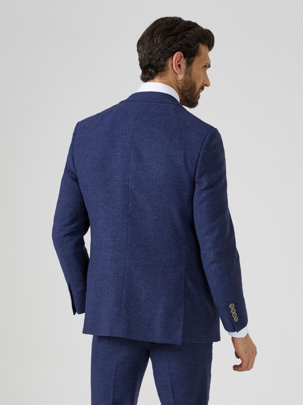 seraphine Skopes Navy Blue Single Breasted Jude Tweed Tailored Fit Suit Jacket